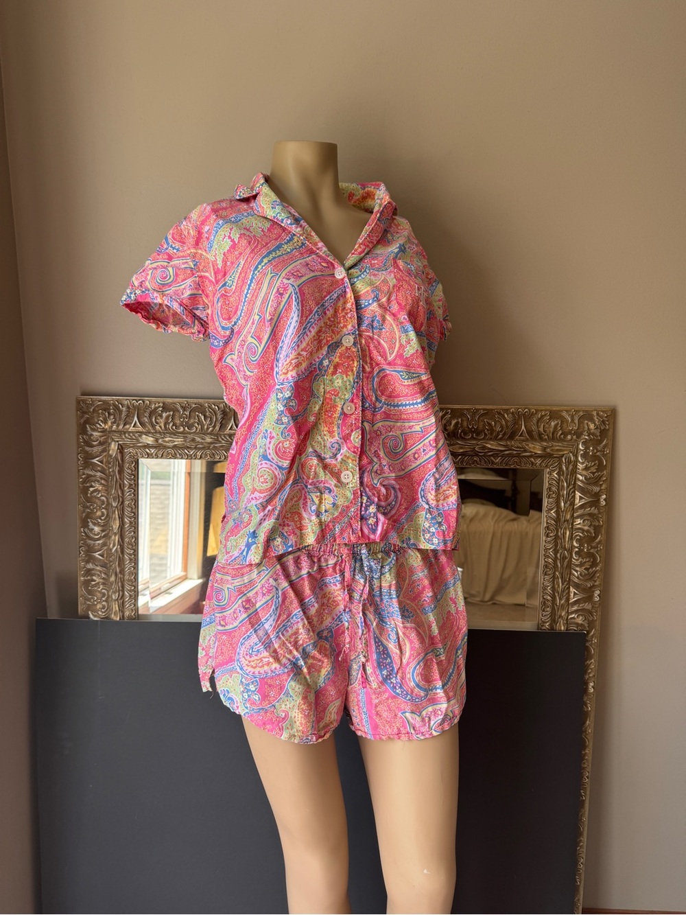 Ralph Lauren Pink Multicolor Paisley Blouse
